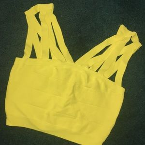 Yellow strapped crop top NEVER WORN bebe